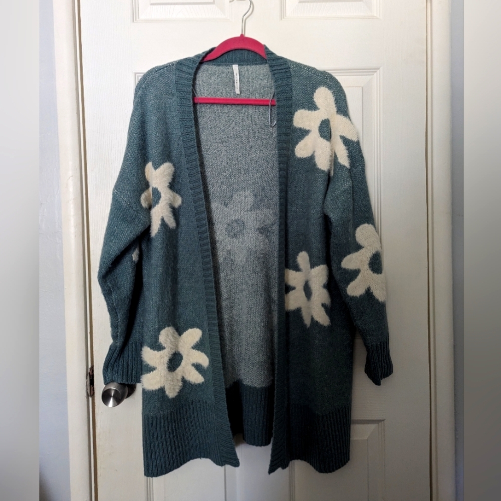 Sweater with Fuzzy Flowers